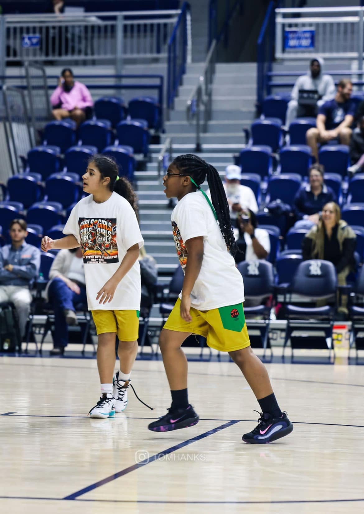 Girls basketball athletes on court